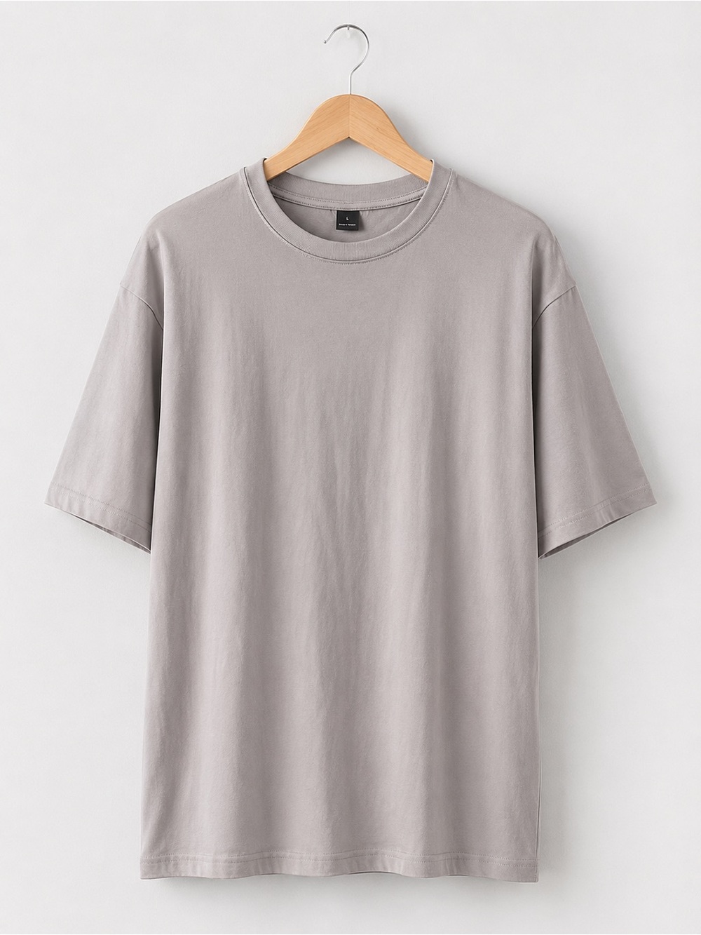 Men’s Short Sleeve Crew Neck T‑Shirt in Light Gray